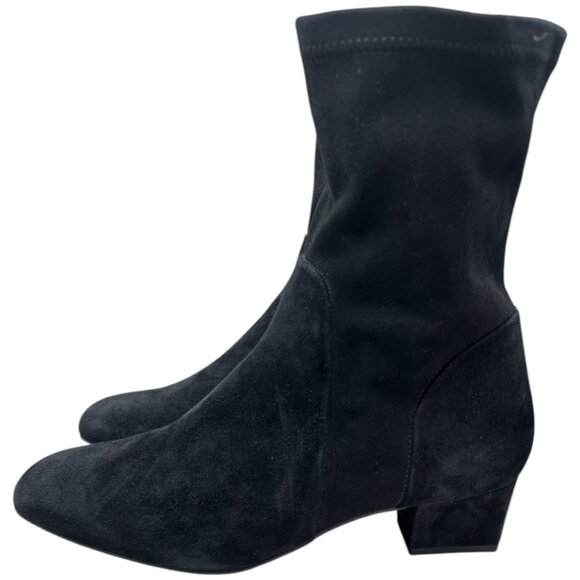 Aquatalia Square Toe Stretch Black Suede Weatherproof Mid-Calf Booties - Size 12